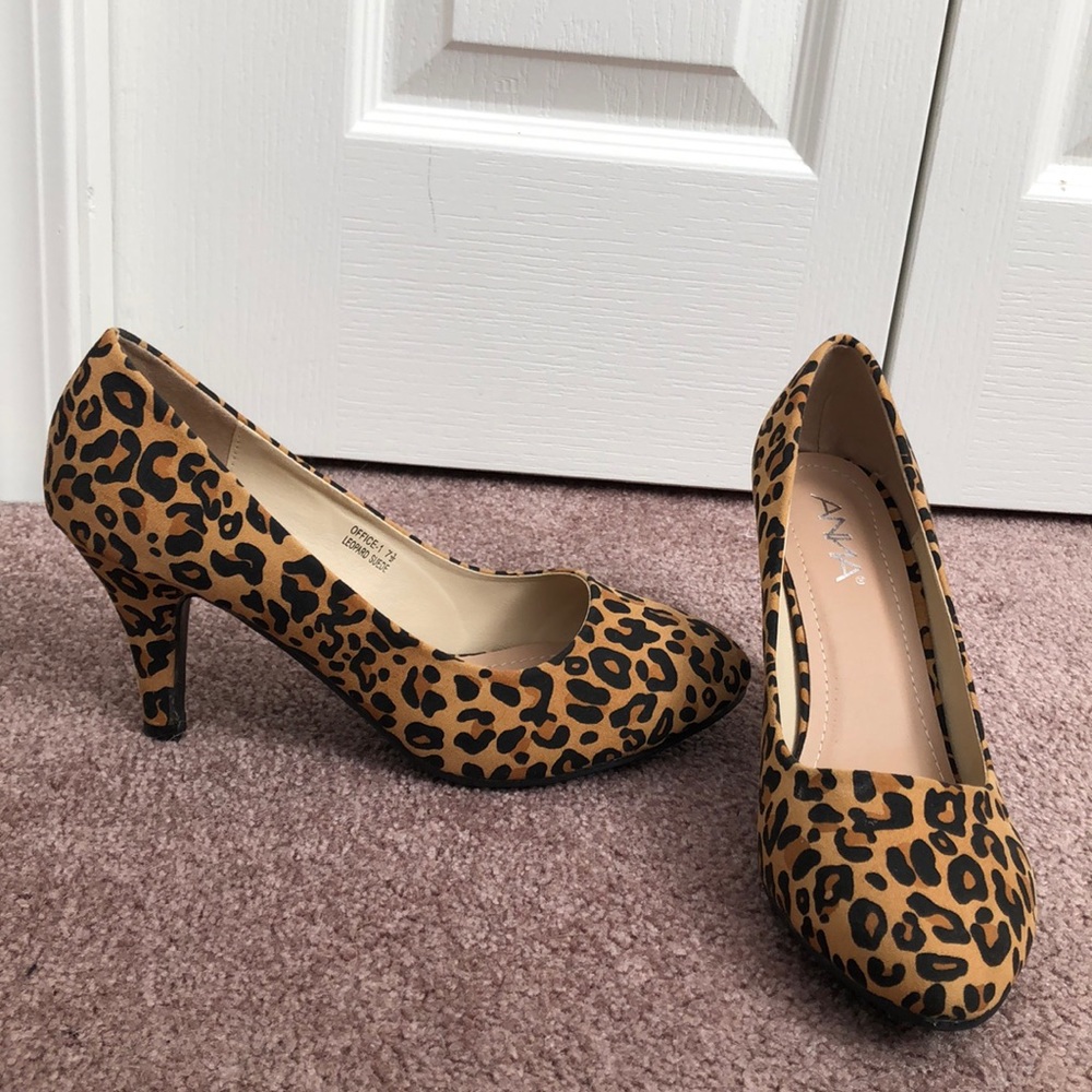 Leopard Suede Heels 7 1/5